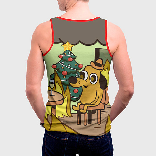 Мужская майка без рукавов This is fine - 2024 / 3D-Красный – фото 4