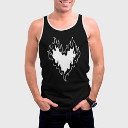 Майка-безрукавка мужская Burning heart, цвет: 3D-белый — фото 2