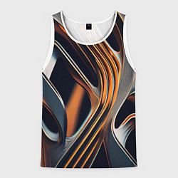Майка-безрукавка мужская Слияние красок оранжевого и чёрного абстракция, цвет: 3D-белый