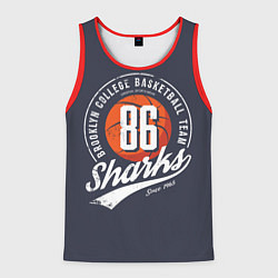Майка-безрукавка мужская Basketball sharks, цвет: 3D-красный