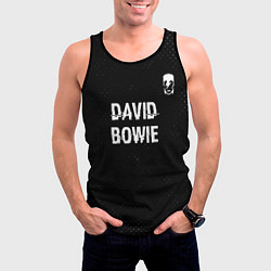 Майка-безрукавка мужская David Bowie glitch на темном фоне посередине, цвет: 3D-черный — фото 2