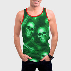 Майка-безрукавка мужская Зелёные черепа и кости, цвет: 3D-красный — фото 2