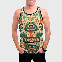 Майка-безрукавка мужская Абстрактный узор в мексиканском фолк-арт стиле, цвет: 3D-черный — фото 2