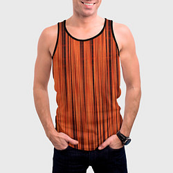 Майка-безрукавка мужская Абстрактные полосы красно-оранжевый, цвет: 3D-черный — фото 2