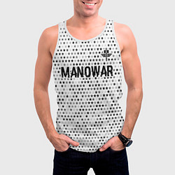 Майка-безрукавка мужская Manowar glitch на светлом фоне посередине, цвет: 3D-белый — фото 2
