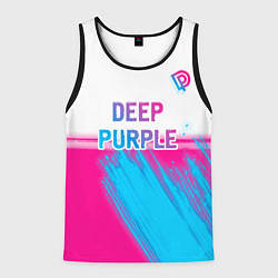 Мужская майка без рукавов Deep Purple neon gradient style посередине