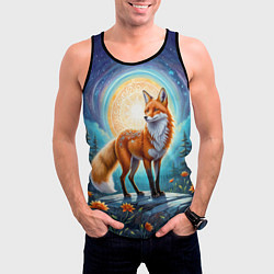 Майка-безрукавка мужская Мистическая лиса тотем лисы, цвет: 3D-черный — фото 2
