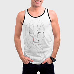 Майка-безрукавка мужская Фрирен - карандашный набросок, цвет: 3D-черный — фото 2