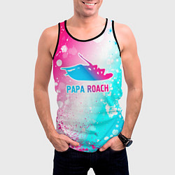 Майка-безрукавка мужская Papa Roach neon gradient style, цвет: 3D-черный — фото 2