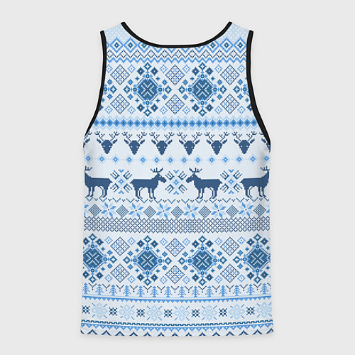 Мужская майка без рукавов Blue sweater with reindeer / 3D-Черный – фото 2