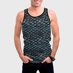 Майка-безрукавка мужская Dragon scale pattern, цвет: 3D-черный — фото 2