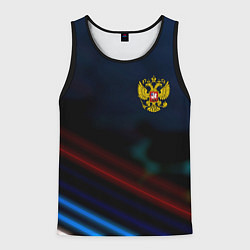 Майка-безрукавка мужская Спортивная россия герб, цвет: 3D-черный