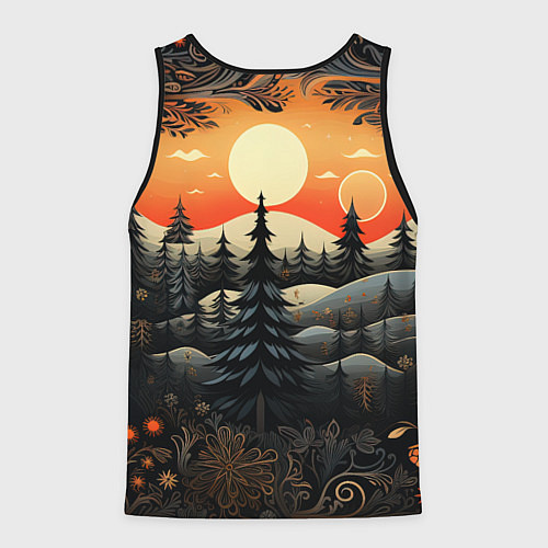 Мужская майка без рукавов Зимний лес в ожидании праздника / 3D-Черный – фото 2