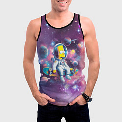 Майка-безрукавка мужская Барт Симпсон со скейтбордом в космосе, цвет: 3D-черный — фото 2