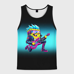 Майка-безрукавка мужская Sponge Bob - rock guitarist - ai art, цвет: 3D-черный