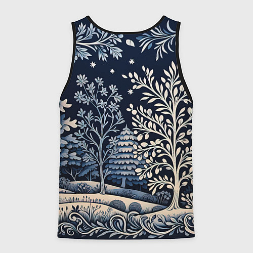 Мужская майка без рукавов Ледяные узоры нового года / 3D-Черный – фото 2