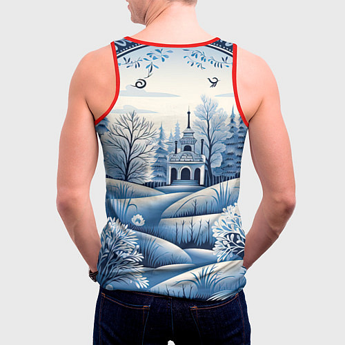 Мужская майка без рукавов Пушистые завитки / 3D-Красный – фото 4