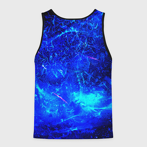 Мужская майка без рукавов Синий лёд и снежинки / 3D-Черный – фото 2