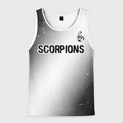 Майка-безрукавка мужская Scorpions glitch на светлом фоне посередине, цвет: 3D-белый