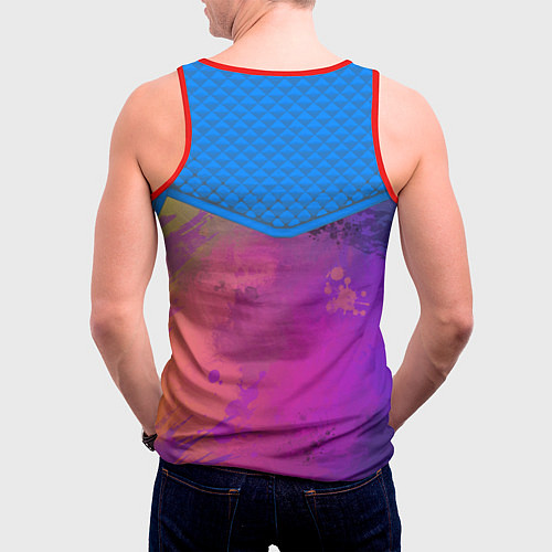 Мужская майка без рукавов Кляксы и цветной туман / 3D-Красный – фото 4