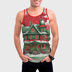 Майка-безрукавка мужская Рождественский дом, цвет: 3D-красный — фото 2