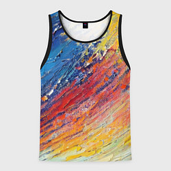 Майка-безрукавка мужская Смешение масляных красок синий жёлтый красный живо, цвет: 3D-черный