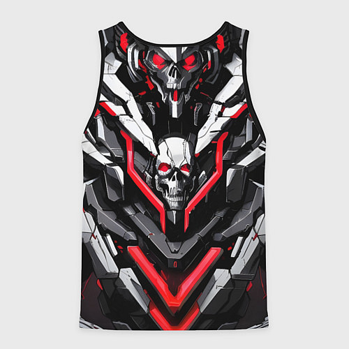 Мужская майка без рукавов Красный скелетный киберпанк доспех / 3D-Черный – фото 2