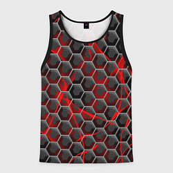 Майка-безрукавка мужская Красные узоры шестиугольник, цвет: 3D-черный