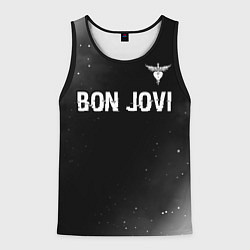 Майка-безрукавка мужская Bon Jovi glitch на темном фоне посередине, цвет: 3D-черный