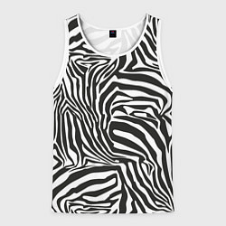 Майка-безрукавка мужская Шкура зебры черно - белая графика, цвет: 3D-белый