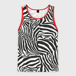 Майка-безрукавка мужская Шкура зебры черно - белая графика, цвет: 3D-красный