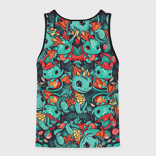 Мужская майка без рукавов Драконы с ёлками / 3D-Черный – фото 2
