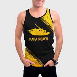 Майка-безрукавка мужская Papa Roach - gold gradient, цвет: 3D-черный — фото 2