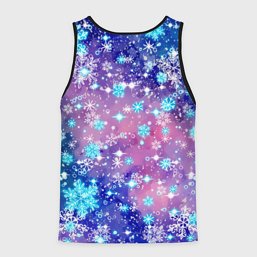Мужская майка без рукавов Снежинки - морозный паттерн / 3D-Черный – фото 2