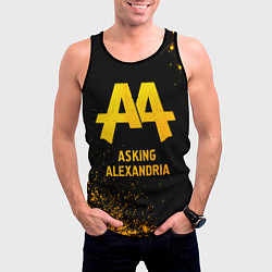 Майка-безрукавка мужская Asking Alexandria - gold gradient, цвет: 3D-черный — фото 2