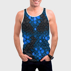 Майка-безрукавка мужская Синий трескающийся камень, цвет: 3D-белый — фото 2