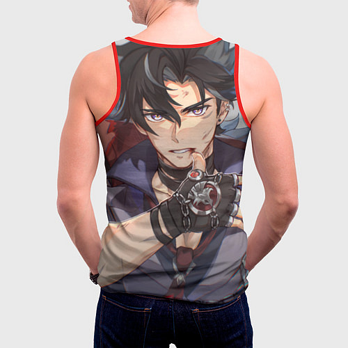 Мужская майка без рукавов Genshin Impact Ризли / 3D-Красный – фото 4