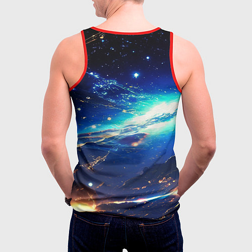 Мужская майка без рукавов Млечный путь - глубокий космос / 3D-Красный – фото 4