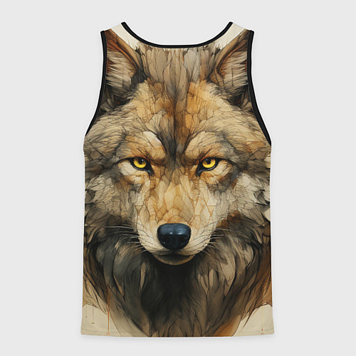 Мужская майка без рукавов Волк в стиле диаграмм Давинчи / 3D-Черный – фото 2