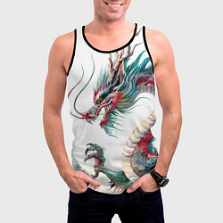 Майка-безрукавка мужская Акварельный японский дракон, цвет: 3D-черный — фото 2