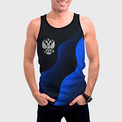 Майка-безрукавка мужская Герб РФ - глубокий синий, цвет: 3D-черный — фото 2