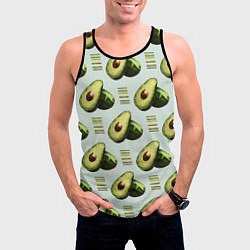 Майка-безрукавка мужская Авокадо и полосы, цвет: 3D-черный — фото 2