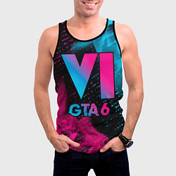 Майка-безрукавка мужская GTA 6 - neon gradient, цвет: 3D-черный — фото 2