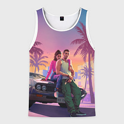 Майка-безрукавка мужская Люсия с парнем gta 6, цвет: 3D-белый