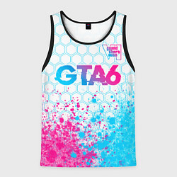 Майка-безрукавка мужская GTA6 neon gradient style посередине, цвет: 3D-черный