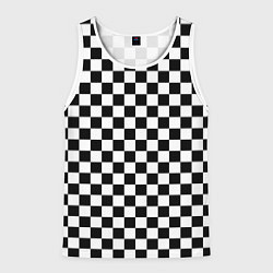 Майка-безрукавка мужская Шахматное поле чёрно-белый, цвет: 3D-белый