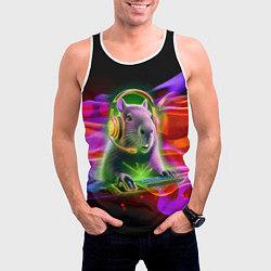Майка-безрукавка мужская Capybara is an avid gamer, цвет: 3D-белый — фото 2