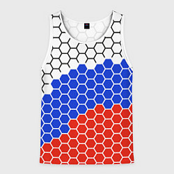 Майка-безрукавка мужская Флаг России из гексагонов, цвет: 3D-белый