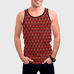 Майка-безрукавка мужская Красные и чёрные треугольники, цвет: 3D-черный — фото 2