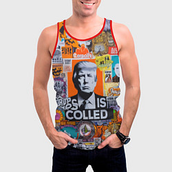 Майка-безрукавка мужская Donald Trump - american сollage, цвет: 3D-красный — фото 2